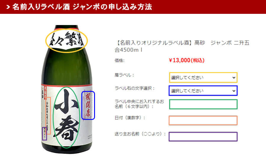 二升五合、益々繁盛のお申込み方法