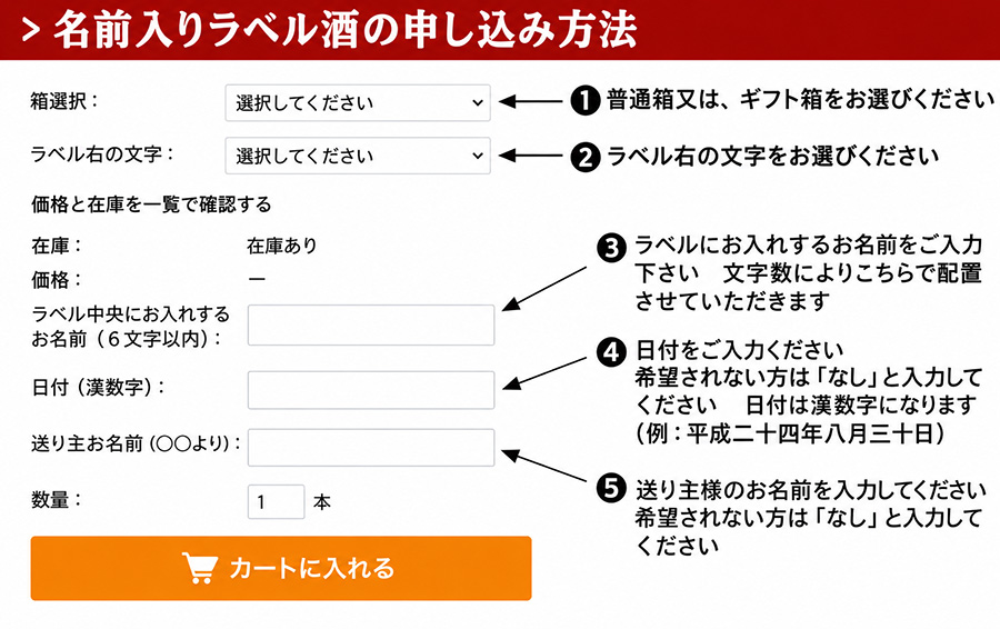 名前入り(名入れ)ラベル酒申し込み