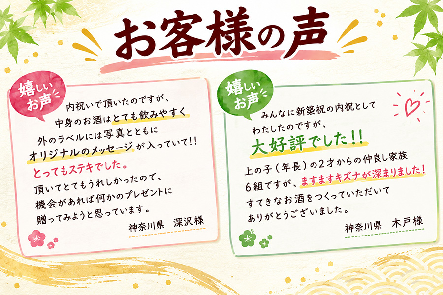 写真入りオリジナルラベル お客様の声